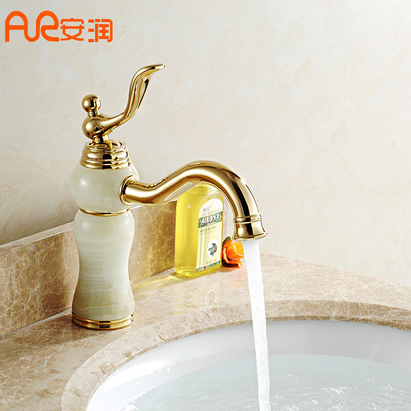 安润 单孔冷热水龙头铜欧式浴室洗脸盆水嘴卫生间水暖洁具 A6